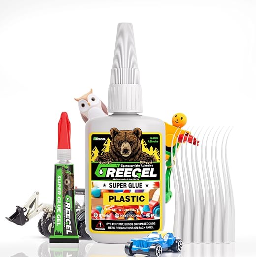 Plastic CA Glue, 2 oz Clear Super Glue for Plastic Models 3D Prints | Instant Cyanoacrylate Adhesive for Plastic Model, 3d Printed Parts.Heavy-Duty Bond On Metal, Wood and Ceramic Surfaces