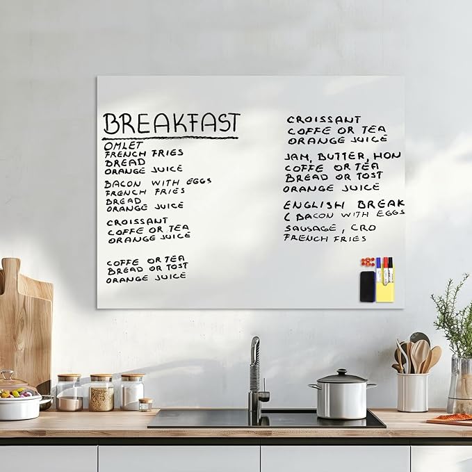 ZNCMRR 78.7"x35.4" Whiteboard Sticker for Wall White Board Dry Erase Paper | Wallpaper with 3 Markers Adhesive Poster Board Peel and Stick Whiteboard for School Office Home Drawing