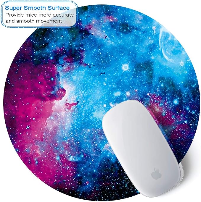 BOSOBO Mouse Pad, Round Nebula Galaxy Mouse Pad, Personalized Designs, Dual Stitched Edges, Anti-Slip Rubber Base, Customized Mousepad for Women Girls Office Computer Laptop Travel, 7.9 x 7.9 Inch