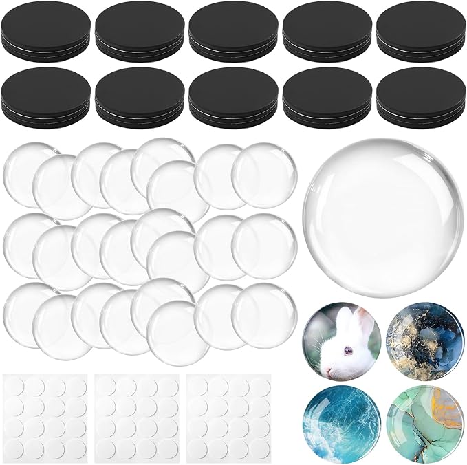Aertiavty 72 Pcs Fridge Magnets Making Kit, 1.2 Inch Glass Magnets for Refrigerator, Locker, Whiteboard, Office, Kitchen, Decorative Magnet (36 Round Magnet+36 Glass+Clear Adhesive Dots)