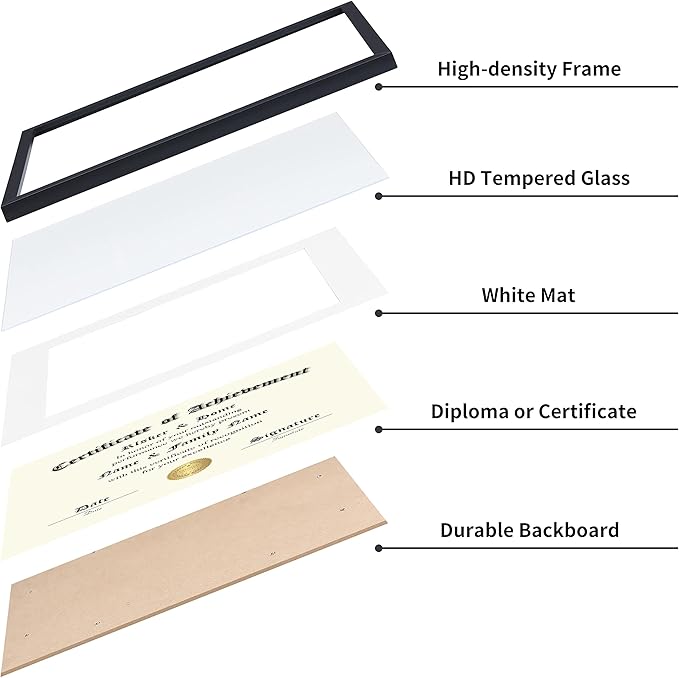 ELSKER&HOME 11x14 Diploma Frame 6 Pack, Diploma Frames 8.5x11 with Mat or 11x14 Document Frame without Mat,Multipack College Certificate/Degree Frames for wall,Set of 6