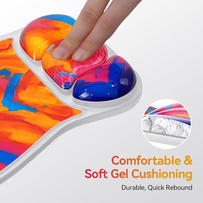 TECKNET Gel Mouse pad, Ergonomic Mouse Pad with Gel Wrist Support for Relieve Wrist Pain Comfortably - Non-Slip Base & Waterproof Surface for Office, Gaming, and Study Comfort - Oil Painting