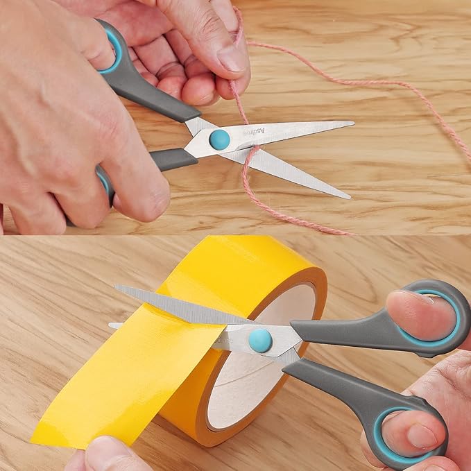 6.4" Scissors, Stainless Steel Blades, Soft Grip Handle, Suitable for Households,Offices and Schools, All Purpose, Blue/Grey