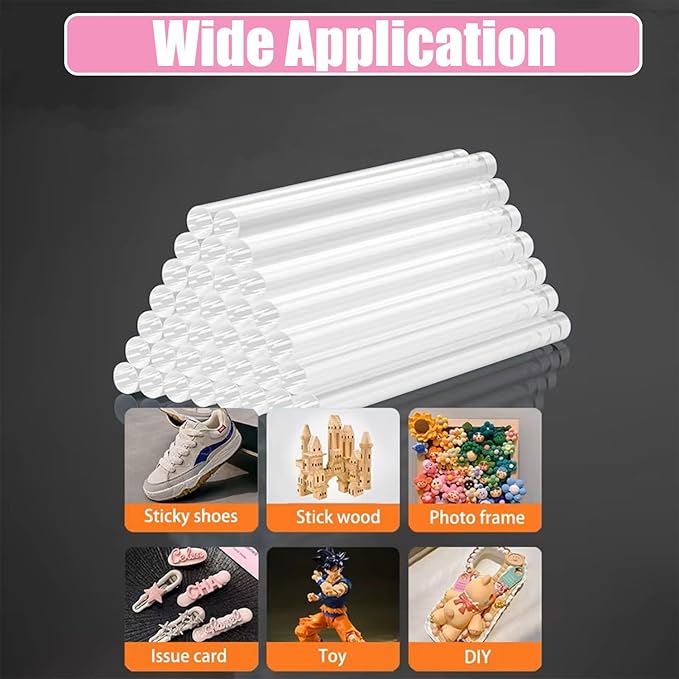MONVICT Hot Glue Sticks, Pack of 50 (1.65lbs) 6"Long 0.43" Diameter Full-Size Hot Glue Gun Sticks Art Glues Pastes Hot Melt Sticks for Most Large Glue Guns, Clear Glue Sticks for DIY, Arts & Crafts