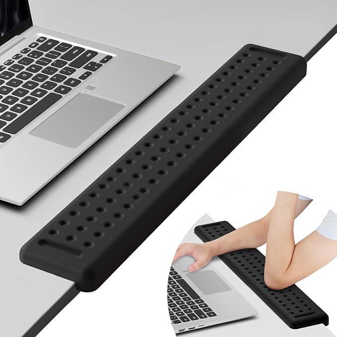 Leolee L-Shaped Desk Long Wrist Rest Elbow 60CM, Black Arm Rest for Desk | Memory Foam, Non-Slip Base, Ergonomic Desk Edge Cushion, Wrist Support for Computer Keyboard, Typing, Office, Home
