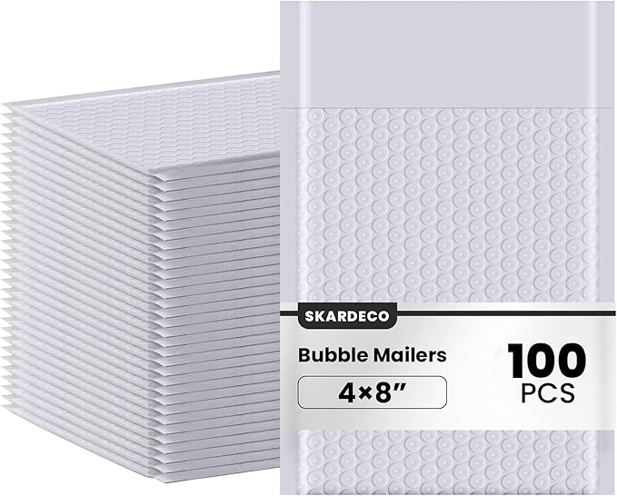 Bubble Mailers 4x8inch 100Pack Grey Bubble Mailers Self-Seal Padded Mailing Envelopes Bubble Opaque Padded Mailer for Small Businesses to Package and Mail Jewelry Cosmetics#000（white，grey）