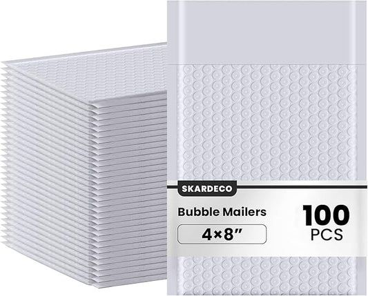 Bubble Mailers 4x8inch 100Pack Grey Bubble Mailers Self-Seal Padded Mailing Envelopes Bubble Opaque Padded Mailer for Small Businesses to Package and Mail Jewelry Cosmetics#000（white，grey）
