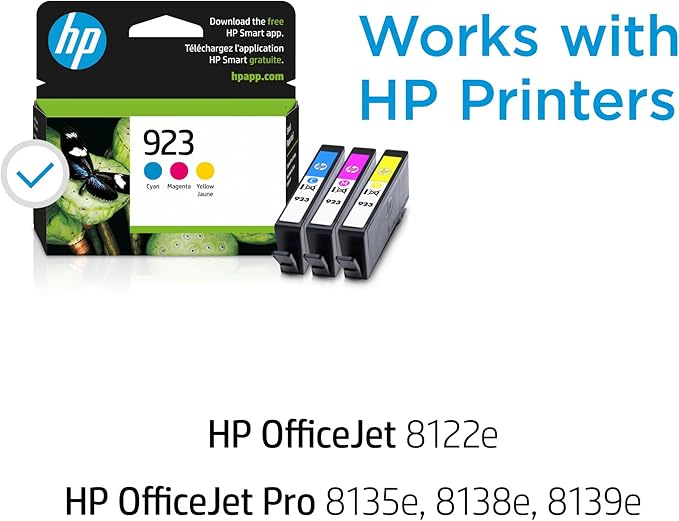 HP 923 Cyan/Magenta/Yellow Standard Yield Ink Cartridges, 3 Count (6C3Y4LN), (Pack of 2)