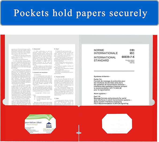 Zzrywuty File Folders with Pockets Letter Size,50-Pack Paper Folders with Card Slot,Red Two Pocket Folders for School Students,Businessmen,Home and Office Workers