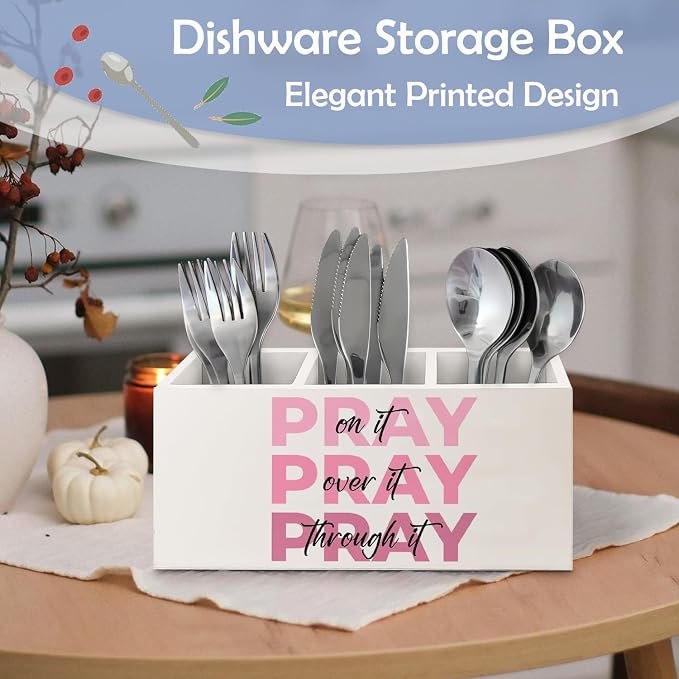 SNNDER Christian Pen Holder for Desk, Prayer Christian Gifts for Women, Pray on It Pray Over It Pray Through It Wooden Pen Pencil Holder Organizer for Home Office Desk Accessories