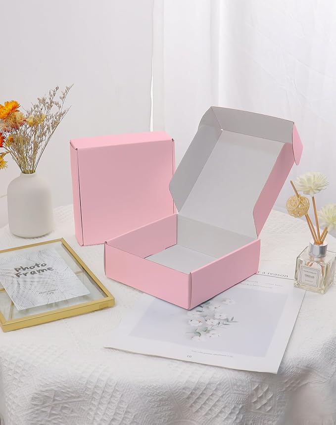 Pink Shipping Boxes for Small Business 6x6x2, 30 Pack Small Corrugated Cardboard Boxes for Shipping Mailing