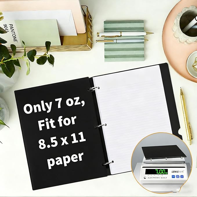 4 Pcs 360° Pivotable 3 Ring Binder, Soft 1 inch Binders 3 Ring, Flexible Thin Soft Three Ring Binder Fits 8.5" x 11", for Home, School and Office-Black, White, Blue, Red