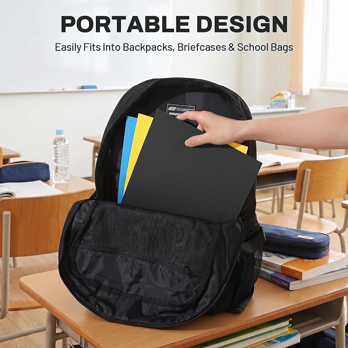 SUNEE Folders with Pockets(25 Pack, Black), 2 Pocket Folders Fit Letter Size Paper, Paper File Folder for School Office Home Bussiness