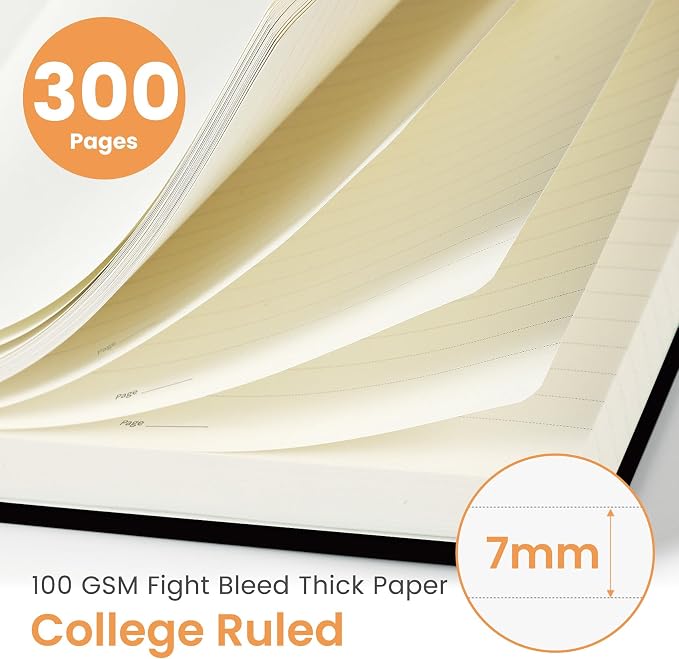 Spiral Notebook for Work Thick Hardcover Lined Journal for Note Taking | Midnight Stroll 300 Pages (7.1"x10") B5 College Ruled Journal for Women & Writing, Fit for Office Home School Supplies