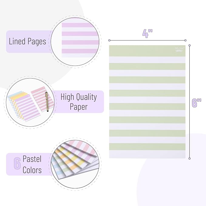 Mr. Pen- Lined Sticky Notes, 4" x 6", 6 Pads, 45 Sheets/Pad | Sticky Notes with Lines, Lined Memo Pads, Self-Stick Note Pad for Office, School, Home, Study & Organization