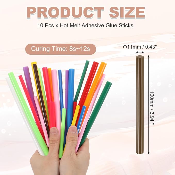 PATIKIL Hot Glue Sticks for Glue Gun, 10 Pcs Colored Hot Melt Adhesive Glue Sticks Bulk for DIY Projects Craft Art Decoration Home Repairs, Coffee (3.9" x 0.43")
