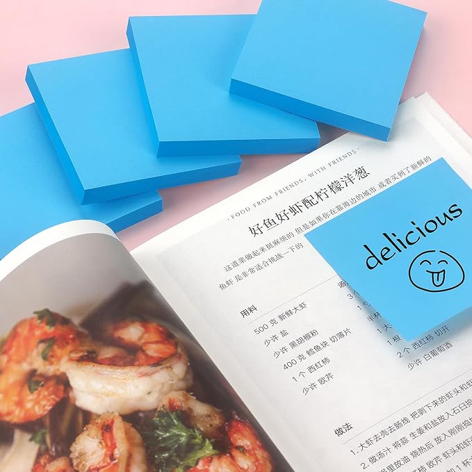 Sticky Notes 3x3 Pop Up with Bright Colors (Blue), 4 Pads 90 Sheets/Pad | Bright Blue Pop Up Self-Stick Notes Pads, 360 Sheets Total, Perfect for Daily Reminders, Study Notes, and Office Memos