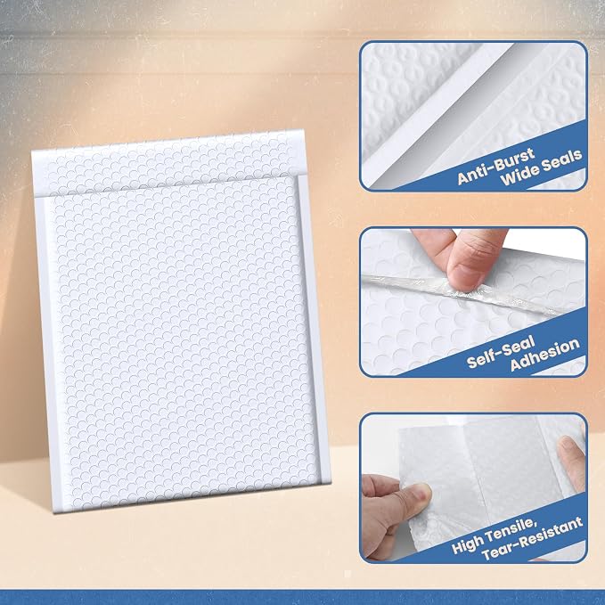 Fuxury Bubble Mailers 10x13 Inch White 500 Pack Bulk Padded Envelopes | Thick Mailing Envelopes Bubble Opaque Padded Mailers Shipping Bags for Mailing Book Makeup Small Business