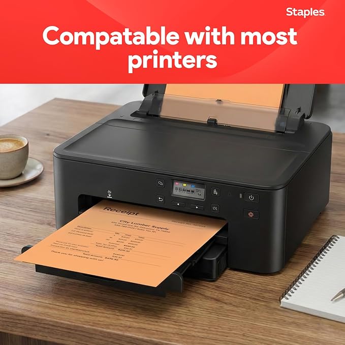 Staples Brights Colored Paper 8 1/2-Inch x 11-Inch Orange 500/Ream, For Office, School & Home