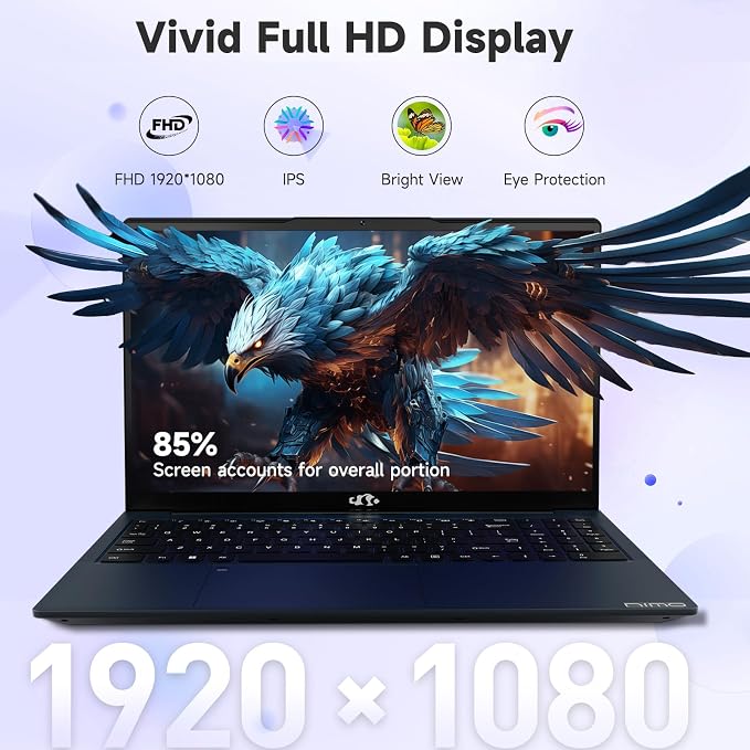NIMO 15.6" FHD IPS Laptop, Core i3-1215U 6-Core Up to 4.4GHz (Beats R5 7520U), 16GB RAM 512GB SSD, Wi-Fi 6, Backlit Keyboard, Fingerprint Reader, 65W Type-C Charging, Student & Business Notebook