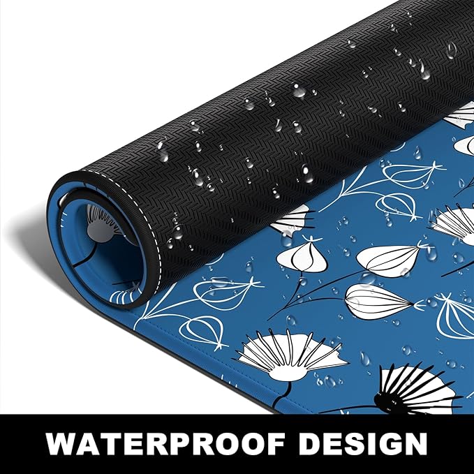 BOSOBO Large Mouse Pad, Desk Pad, XXL XL Extended Gaming Mouse Pad, Desk Mat for Office & Home, Long Keyboard Mat, Huge Mouse Pad, Desktop Full Cover 31.5 x 11.8 Inches, Minimalist Blue White Flowers