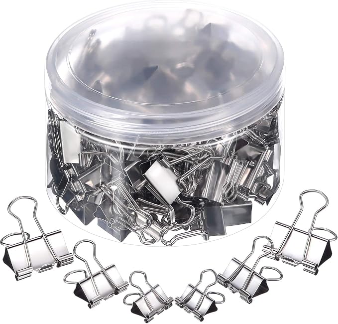 TecUnite 150 Pcs Silver Binder Clips Assorted Sizes | 3 Sizes Metal Small Binder Paper Clips for Office Home School Supplies, 1 in, 0.75 in, 0.60 in