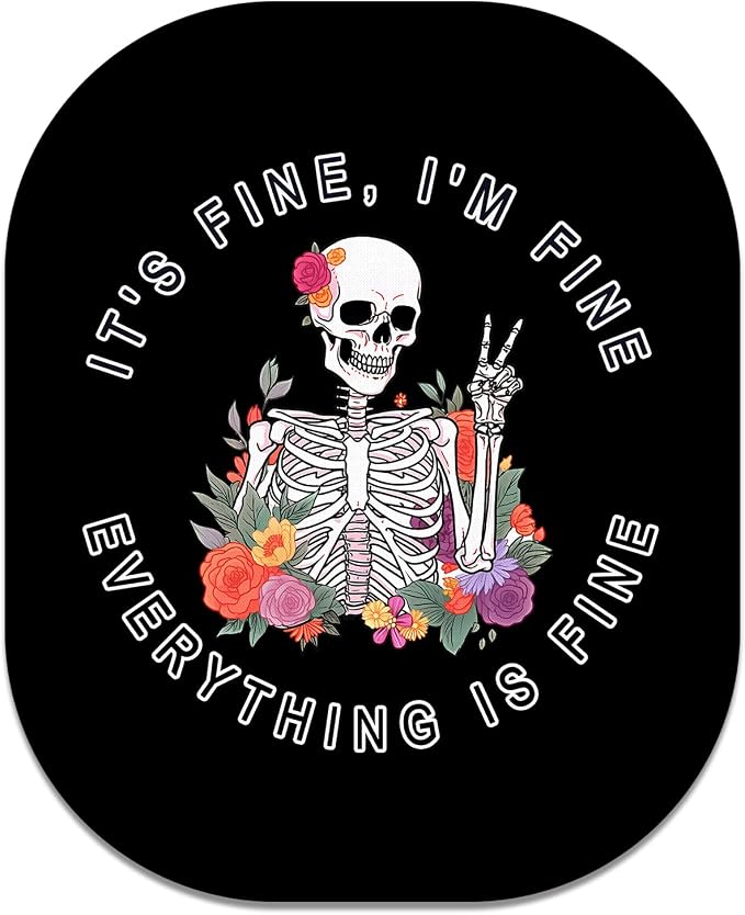 Small Mouse Pad, 6 x 7 Inch, Oval Mini Mouse Pad with Non-Slip Rubber Base for Laptop Wireless Mouse Keyboard Tray Mousepad, Funny Skeleton Man