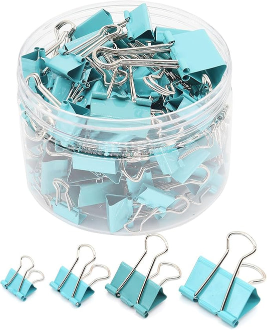 Binder Clip Paper Clamps, Assorted Sizes (Mini, Small, Medium, Large), 100 Pcs Clips for Office School Supplies(Green)