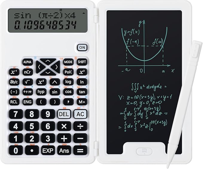 Scientific Calculators for Students, Office Desktop Calculators, 240 Computing Functions, Small Calculator with Notepad, Ideal for Middle High School Students and Teachers (White)