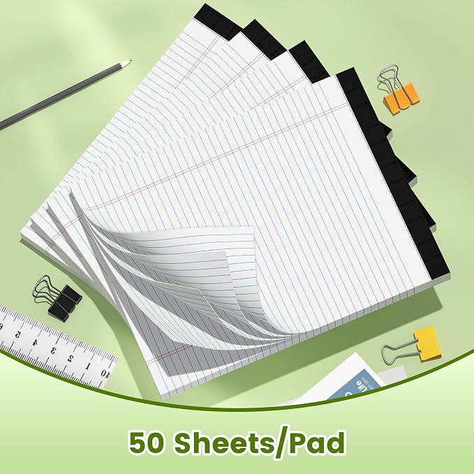 AILZFEI 600 Counts 8.5 x 11 Inch Note Pads, College Ruled Legal Pads, 50 Sheets Each | White Notepad for School, Office & Home | Premium Paper, Long-Lasting Value, Pads of Paper