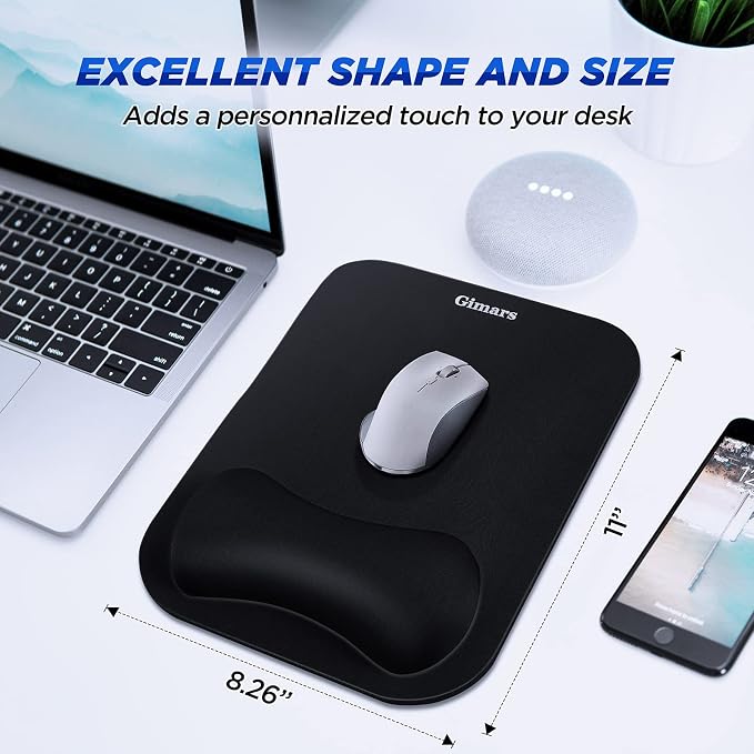 Gimars Large Smooth Superfine Fibre Memory Foam Ergonomic Mouse Pad Wrist Rest Support Mousepad with Nonslip Base for Laptop, Computer, Gaming&Office