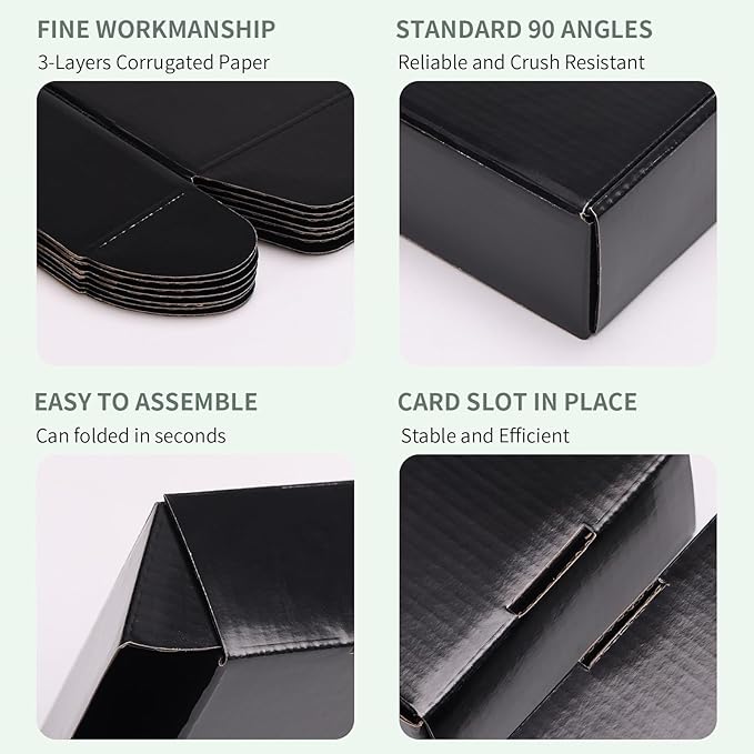 Rempry 50 Pack 6x6x2 Inches Black Small Shipping Boxes, Cardboard Corrugated Mailer for Packaging Small Business, Gift Boxes for Mailing Present