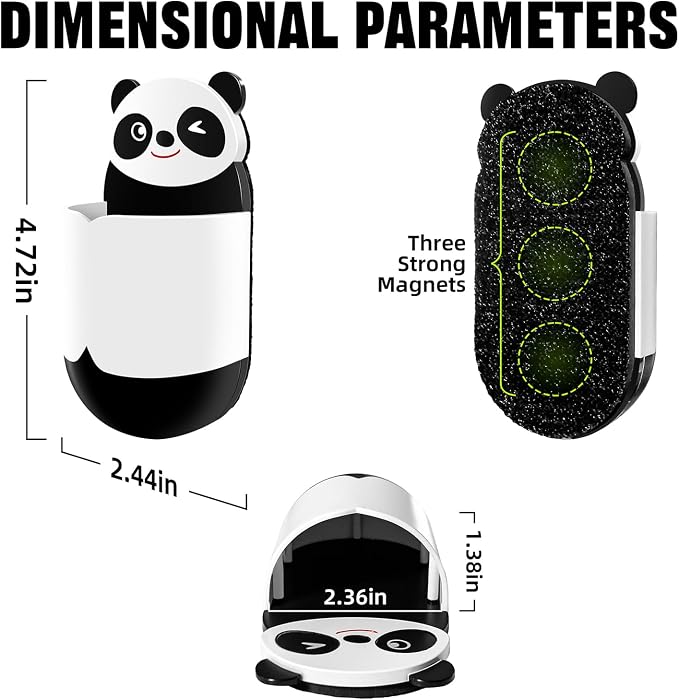 Cute Panda Magnetic Pen Holder, Strong Magnet for Glass Whiteboard, Refrigerator & Locker - Marker Organizer, Dry Erase Marker Holder for School, Home & Office (Black/White)
