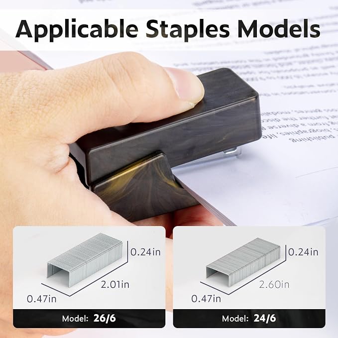 NUSIGN Mini Stapler with 830 Staples, Small Cute Desk Staplers, 25 Sheet Capacity, Fluid Black