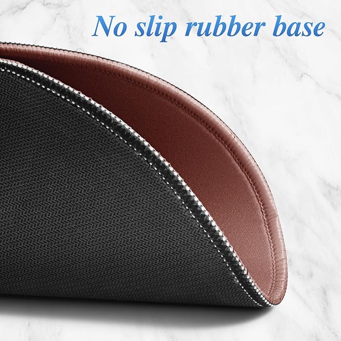 Round Mouse pad, high-end Texture, Sewn Edge Design, Anti-Slip Rubber Base. 8.6 x 8.6 inches (Brown)
