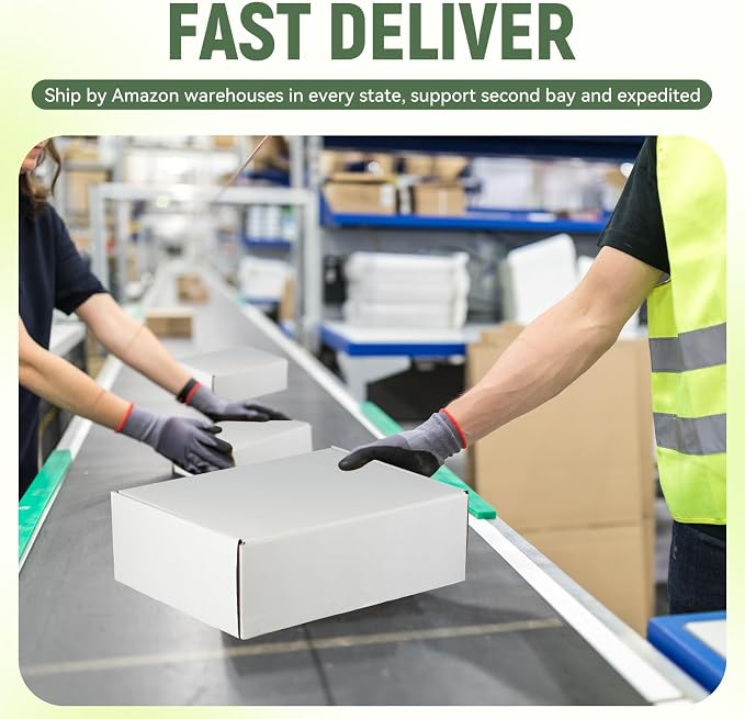 10 Pack 10"x7"x3" inch Small Shipping Boxes White Corrugated Cardboard Box for Small Business, Mailer, Shipping, and Packing