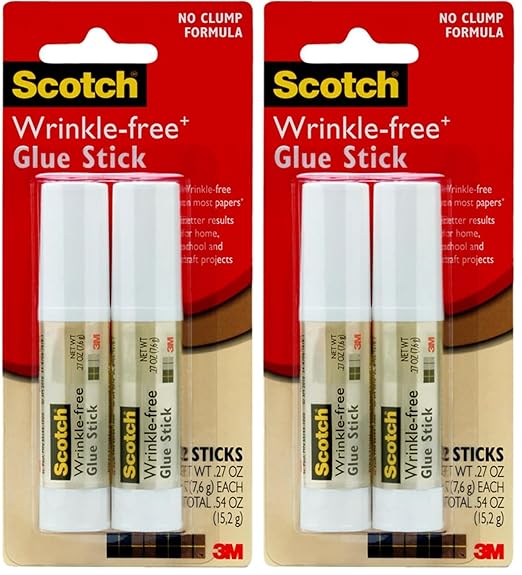 Scotch 051141928586 3M Wrinkle-Free Glue Stick 2/Pkg.27oz, 0.27 Ounce / 2 Count (Pack of 4)