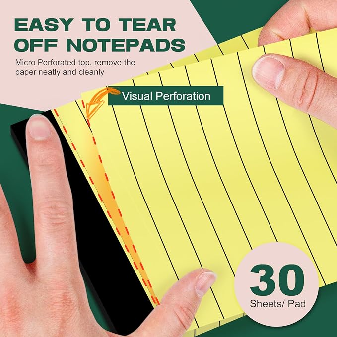 8 Pack Small Note Pads 3x5 In, College Ruled 3 x 5 Notepads Server Note Pad | Micro Perforated Small Pocket Size Notebook Mini Writing Pads Memo Pads of Lined Paper Notepad Narrow Ruled Scratch Pads