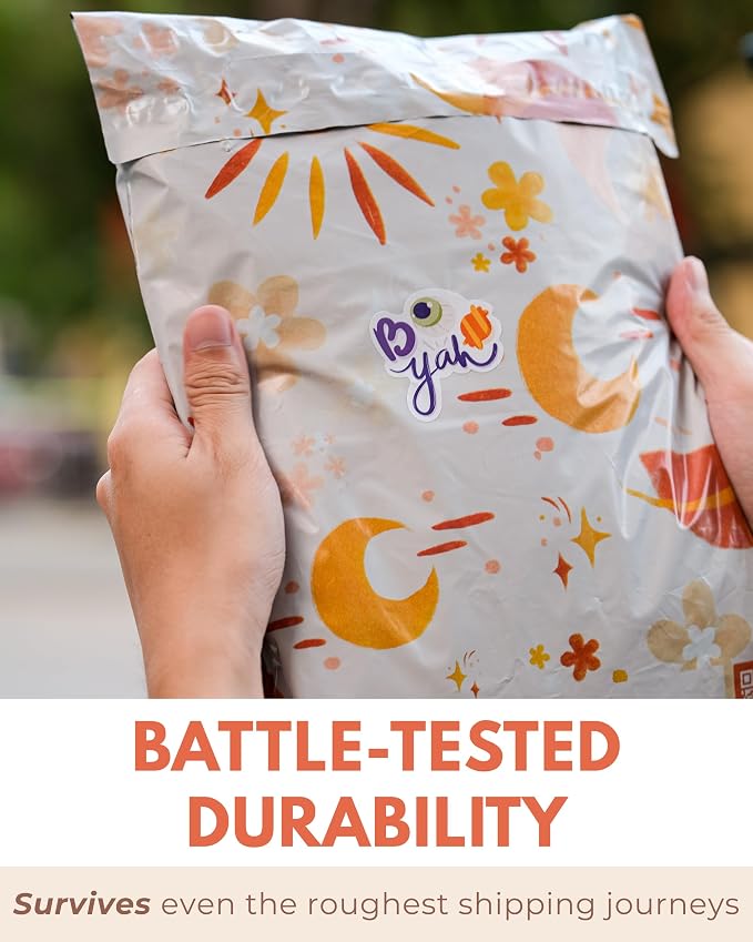 Poly Mailers 14.5 x 19 Inch - 100 pack Biodegradable Shipping Bags for Clothes and Large Items - Impack Self-Seal Waterproof Thick Mailing Envelope for Accessories & Clothing - Sun and Moon