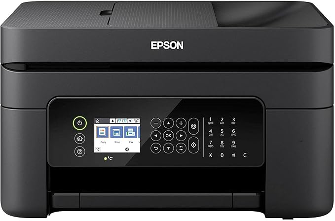 Epson Workforce WF-2850 All-in-One Wireless Color Inkjet Printer, Black - Print Scan Copy Fax - 10 ppm, 5760 x 1440 dpi, Auto 2-Sided Printing, 30-Sheet ADF, Voice-Activated, Vertluna Printer_Cable