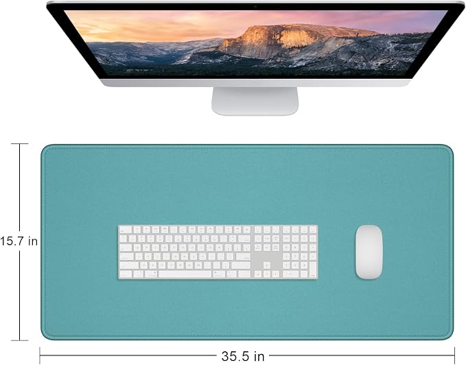 Dapesuom Large Gaming Mouse Pad, Extended Mouse Mat with Stitched Edges, Full Size Keyboard Pad with Non-Slip Base, Big XXL Computer Desk Mats for Gamer, Laptop, Office, 35.5 x 15.7in, Green