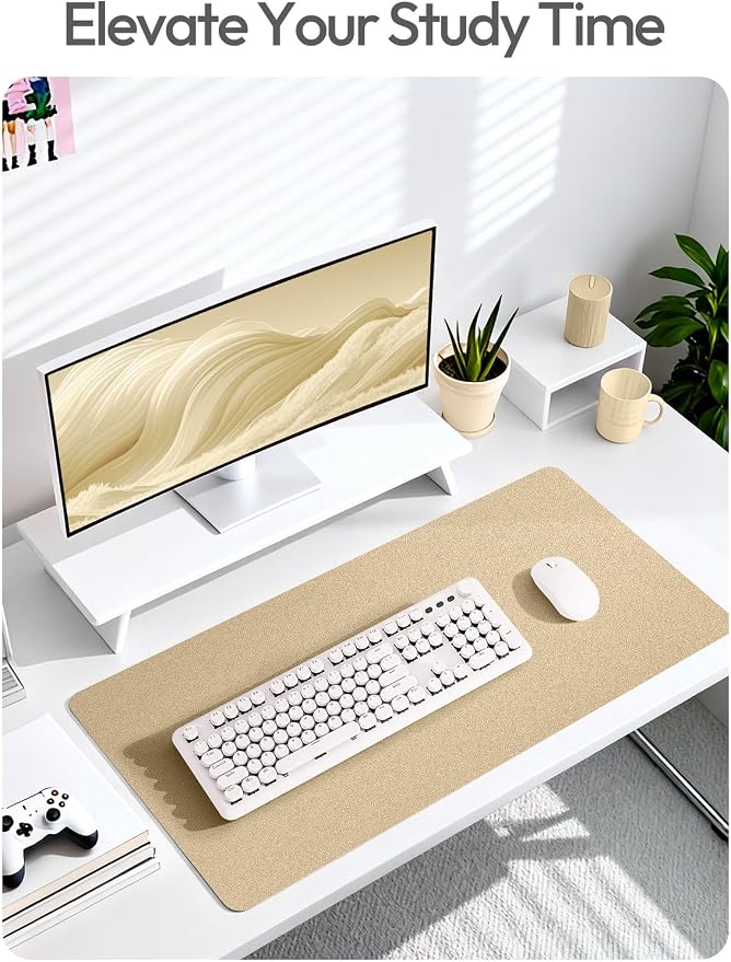 YSAGi Leather Desk Pad Protector, Office Desk Mat, Large Mouse Pad, Non-Slip PU Leather Desk Blotter, Laptop Desk Pad, Waterproof Desk Writing Pad for Office and Home (Gold,47.2" x 23.6")