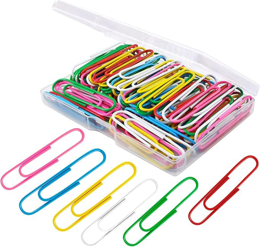 Paper Clips, 100Pcs 2 Inch Large Paperclips, Assorted Colored Coated Jumbo Reusable Big Paperclips, Large Colored Paper Clips for Office School Document Organizing