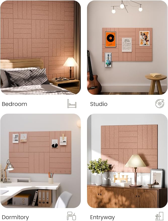 Fluxynara 36" x 24" Large Felt Bulletin Board, Terracotta | 6 Pack Cork Board Alternative with 30 Safe Adhesive Tabs, Felt Pin Boards for Wall Decor, Home, Office, Classroom, Dorm