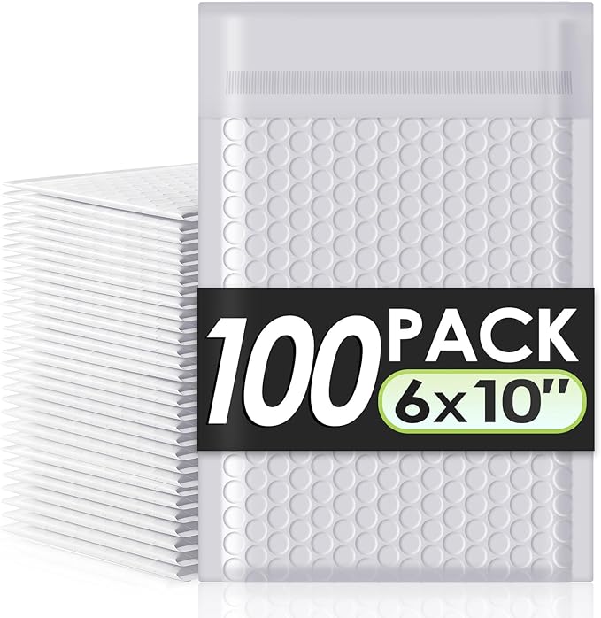 packbabol Bubble Mailers 6x10" 100 Pack Grey and White Padded Envelopes Mailers Waterproof Usable Size 6x9 Self-Seal Padded Mailing Envelopes Bubble Opaque Padded Mailer for Small Businesses，#0