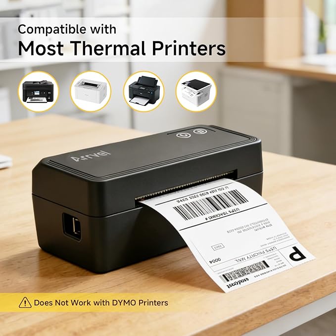 Thermal Shipping Labels 4x6, 500 Sheets Fanfold Direct Thermal Labels, Perforated & Strong Adhesive Mailing Labels Compatible with Rollo, MUNBYN, Nelko, Zebra Printer (Commercial Grade)