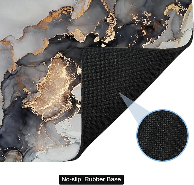Small Mouse Pad Cute, Mini Mouse Pads for Wireless Mouse and Laptop, Travel Mousepads with Designs - Aesthetic Black and Gold Marble, Portable Mousepad 5.5 x 7 in, Desk Decor for Women