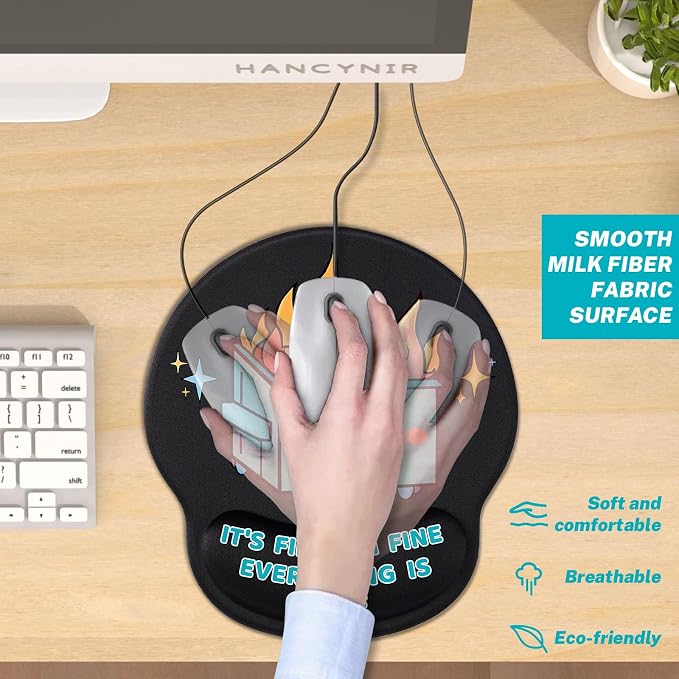 Hancynir Dumpster on Fire Ergonomic Mouse Pad with Wrist Support Desk Decor | Gel Mouse Pads Wrist Rest, Cute Funny Comfortable Computer Mousepad, for Gaming Laptop Work Home Accessories Office Supplies