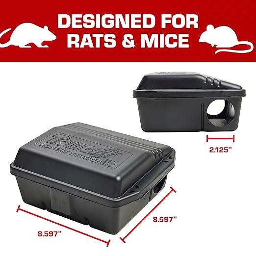 Tomcat Rodent Station, Includes 1 Rodent Station with 4 Bait Securing Rods and 1 Security Key - Fits Rat or Mouse Sized Traps (Baits & Traps Sold Separately) - Use Indoors or Outdoors