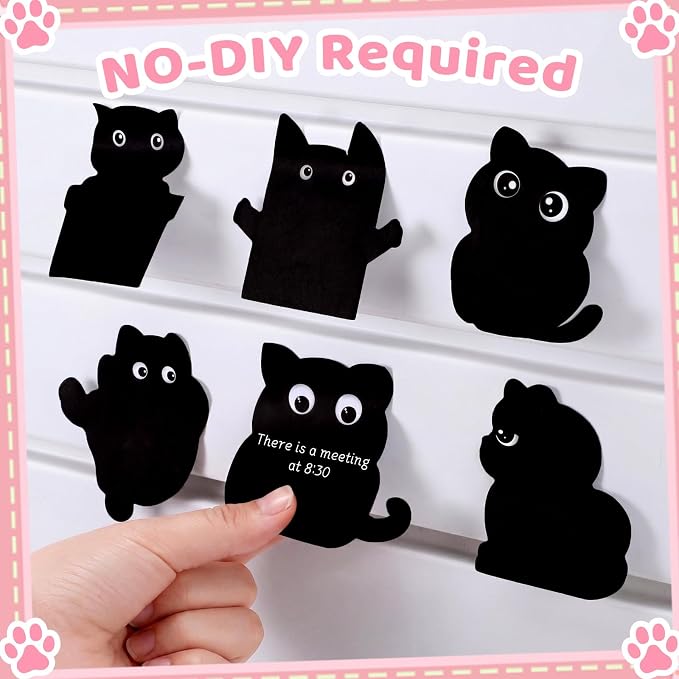 Estune 400 Pcs Black Cat Theme Sticky Notes Back to School Note Pads Cat Teacher Note Pads Stylish Practical Cute Funny Sticky Notes for Office Home Supplies